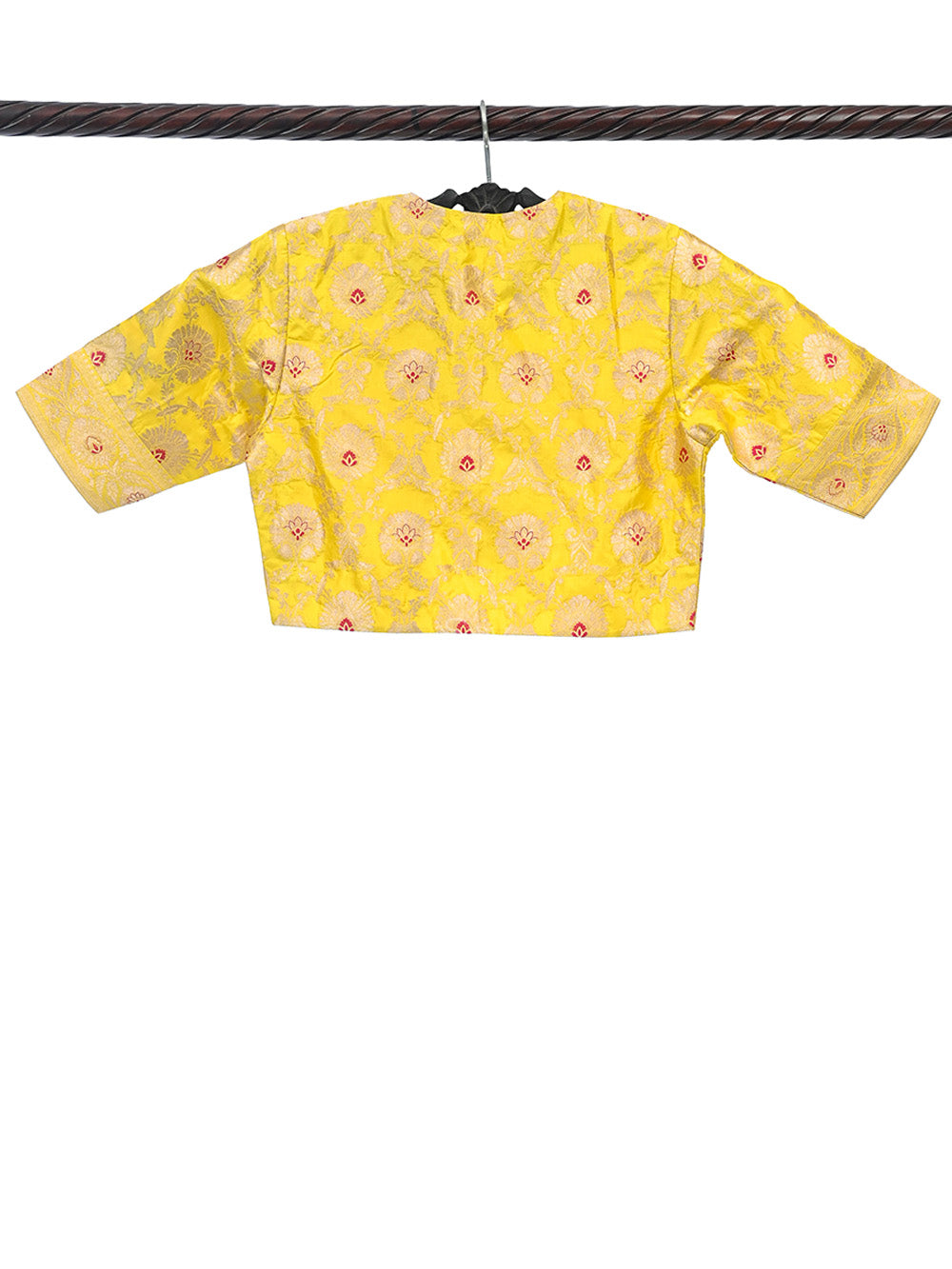 Lime Yellow Meenakari Uppada Silk Banarasi Ready-Made Blouse