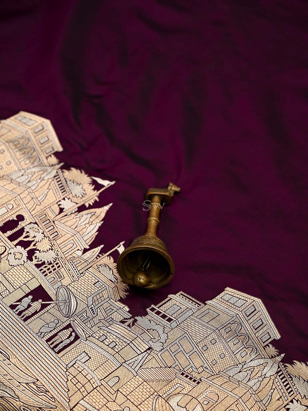 Wine Katan Silk Handloom Banarasi Saree
