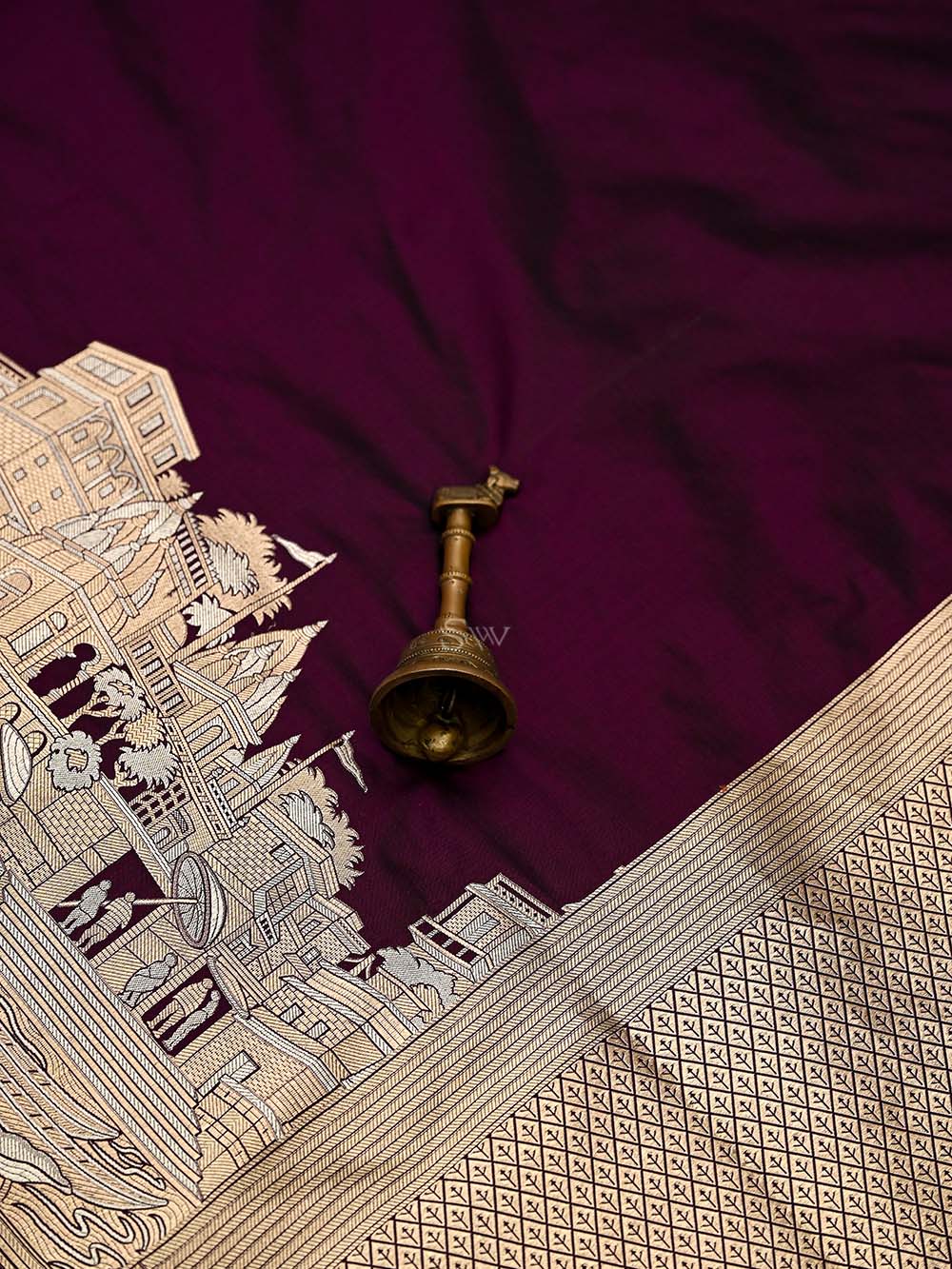 Wine Katan Silk Handloom Banarasi Saree