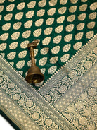 Bottle Green Booti Katan Silk Uppada Handloom Banarasi Saree - Sacred Weaves