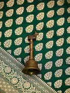 Bottle Green Booti Katan Silk Uppada Handloom Banarasi Saree - Sacred Weaves