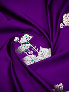 Purple Plain Satin Silk Handloom Banarasi Saree - Sacred Weaves