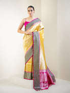 Mustard Silk Brocade Handloom Banarasi Saree - Sacred weaves