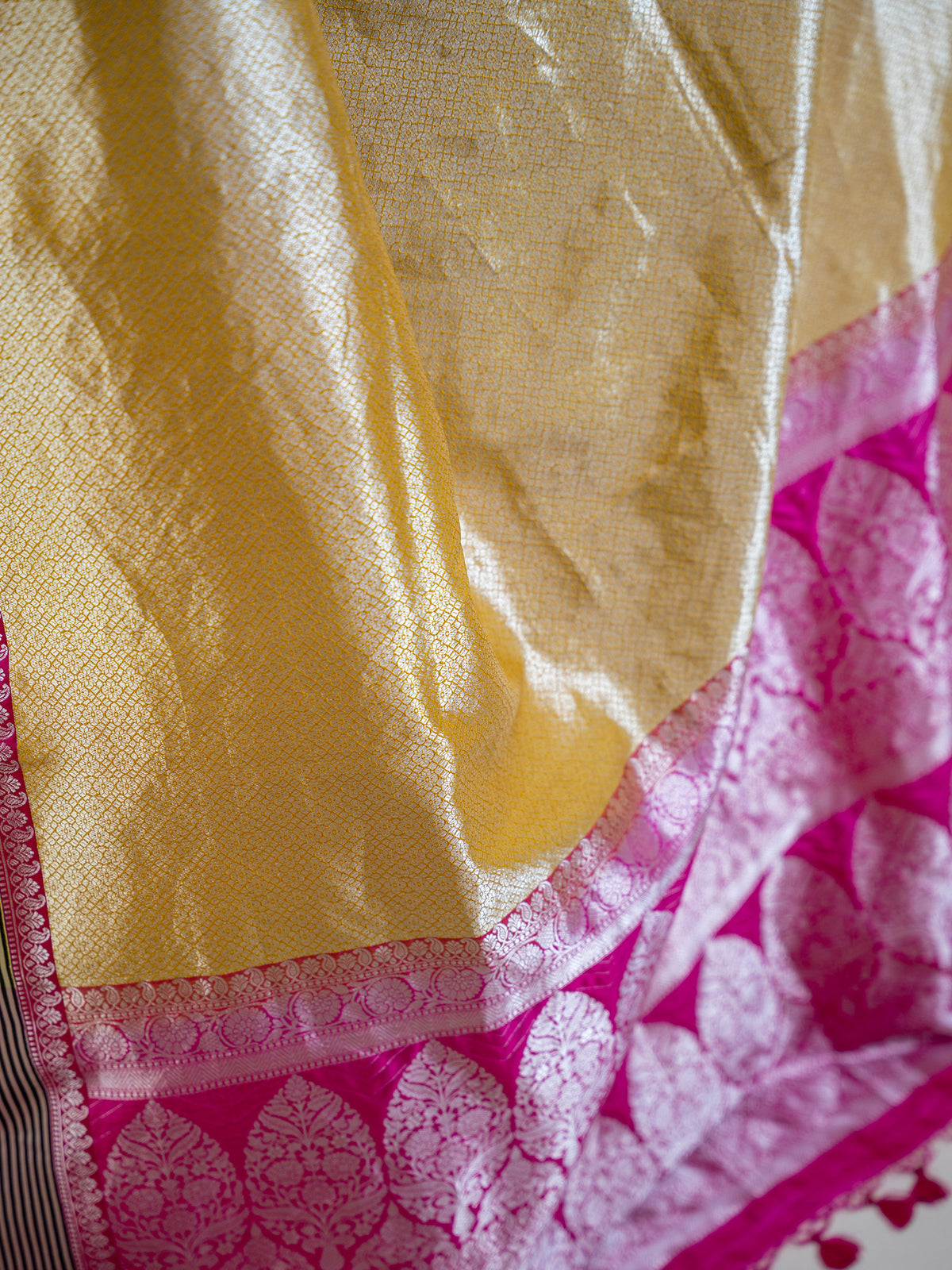 Mustard Silk Brocade Handloom Banarasi Saree - Sacred weaves