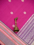 Magenta Booti Tussar Silk Handloom Banarasi Saree - Sacred Weaves