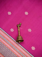 Magenta Booti Tussar Silk Handloom Banarasi Saree - Sacred Weaves