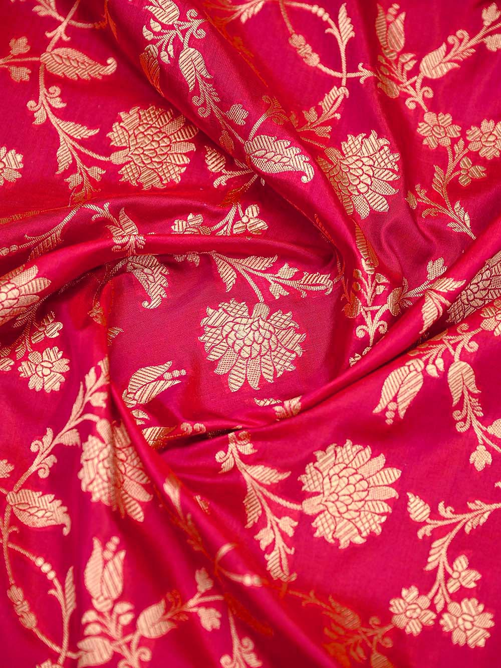Pink Red Jaal Uppada Katan Silk Handloom Banarasi Saree