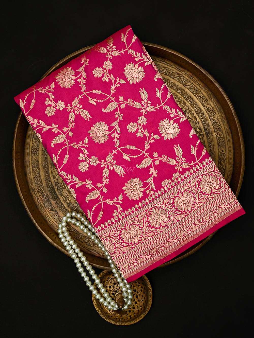 Pink Red Jaal Uppada Katan Silk Handloom Banarasi Saree