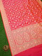 Pink Orange Jaal Uppada Katan Silk Handloom Banarasi Saree - Sacred Weaves
