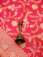 Pink Orange Jaal Uppada Katan Silk Handloom Banarasi Saree - Sacred Weaves