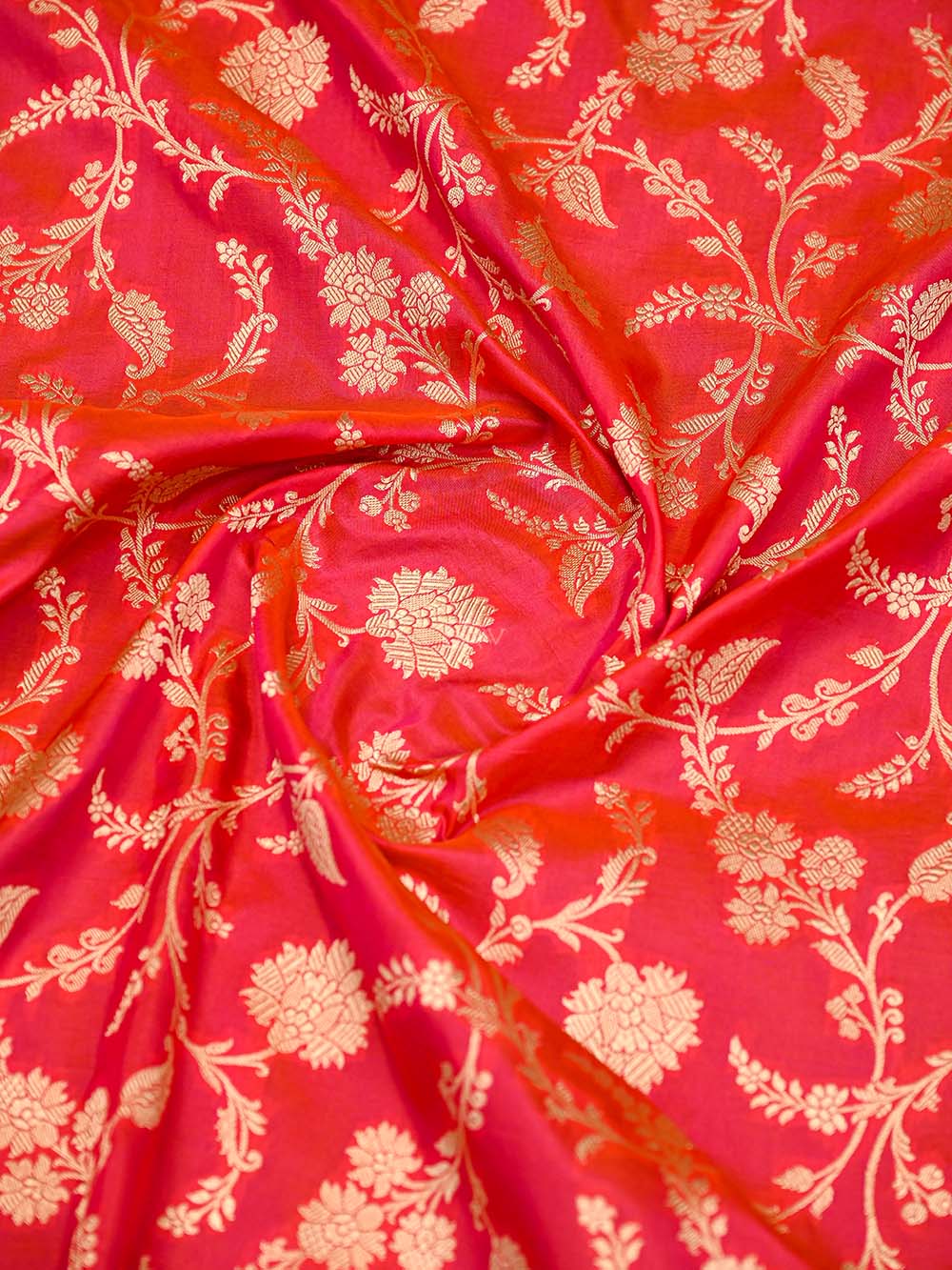 Pink Orange Jaal Uppada Katan Silk Handloom Banarasi Saree