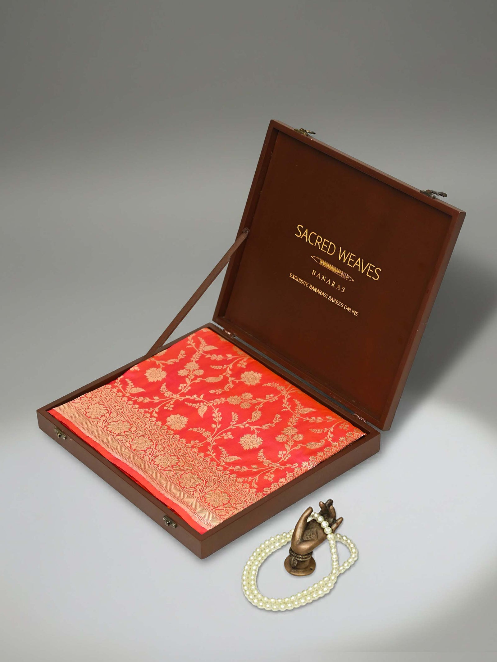 Pink Orange Jaal Uppada Katan Silk Handloom Banarasi Saree