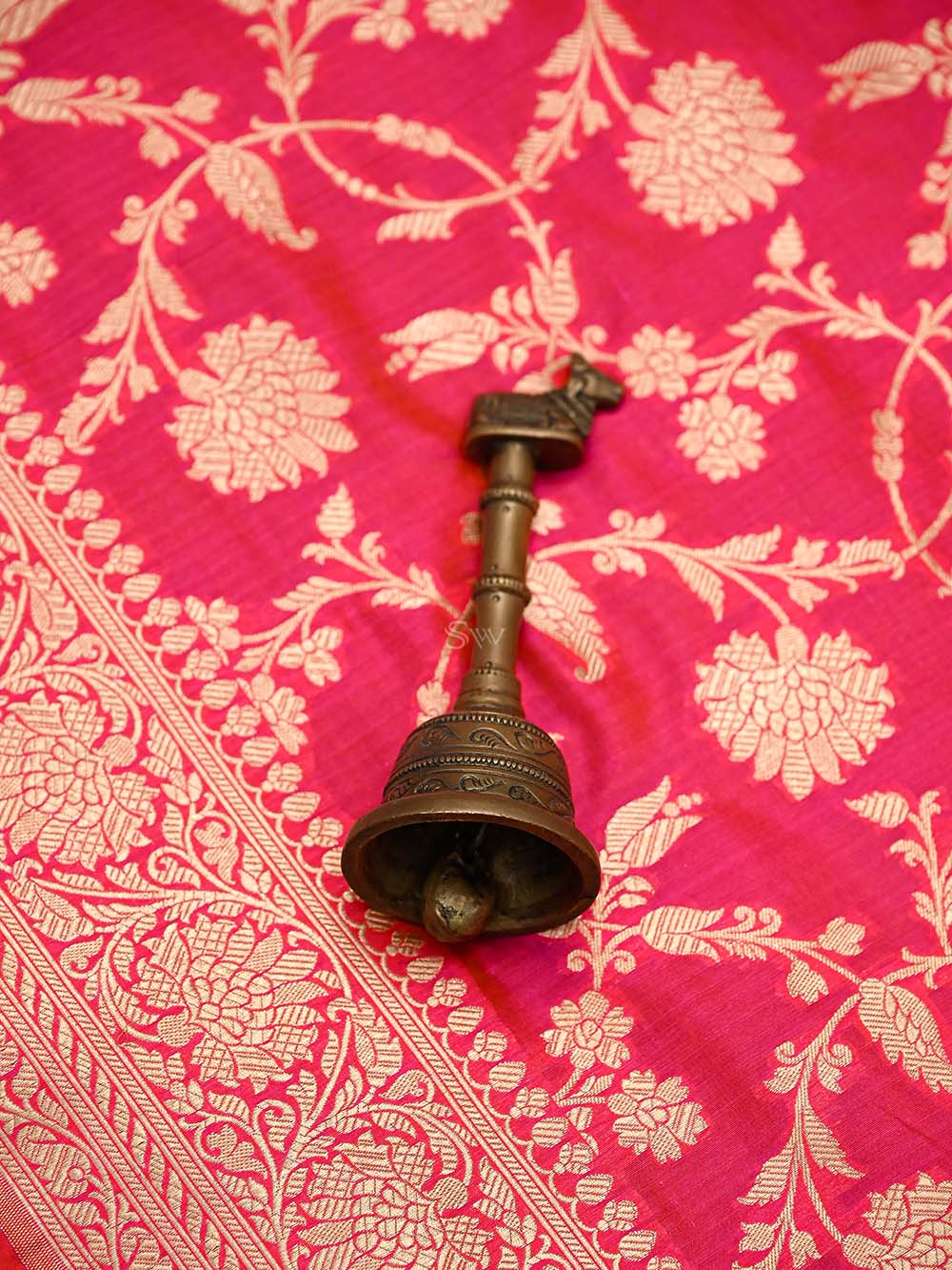 Pink Orange Jaal Uppada Katan Silk Handloom Banarasi Saree