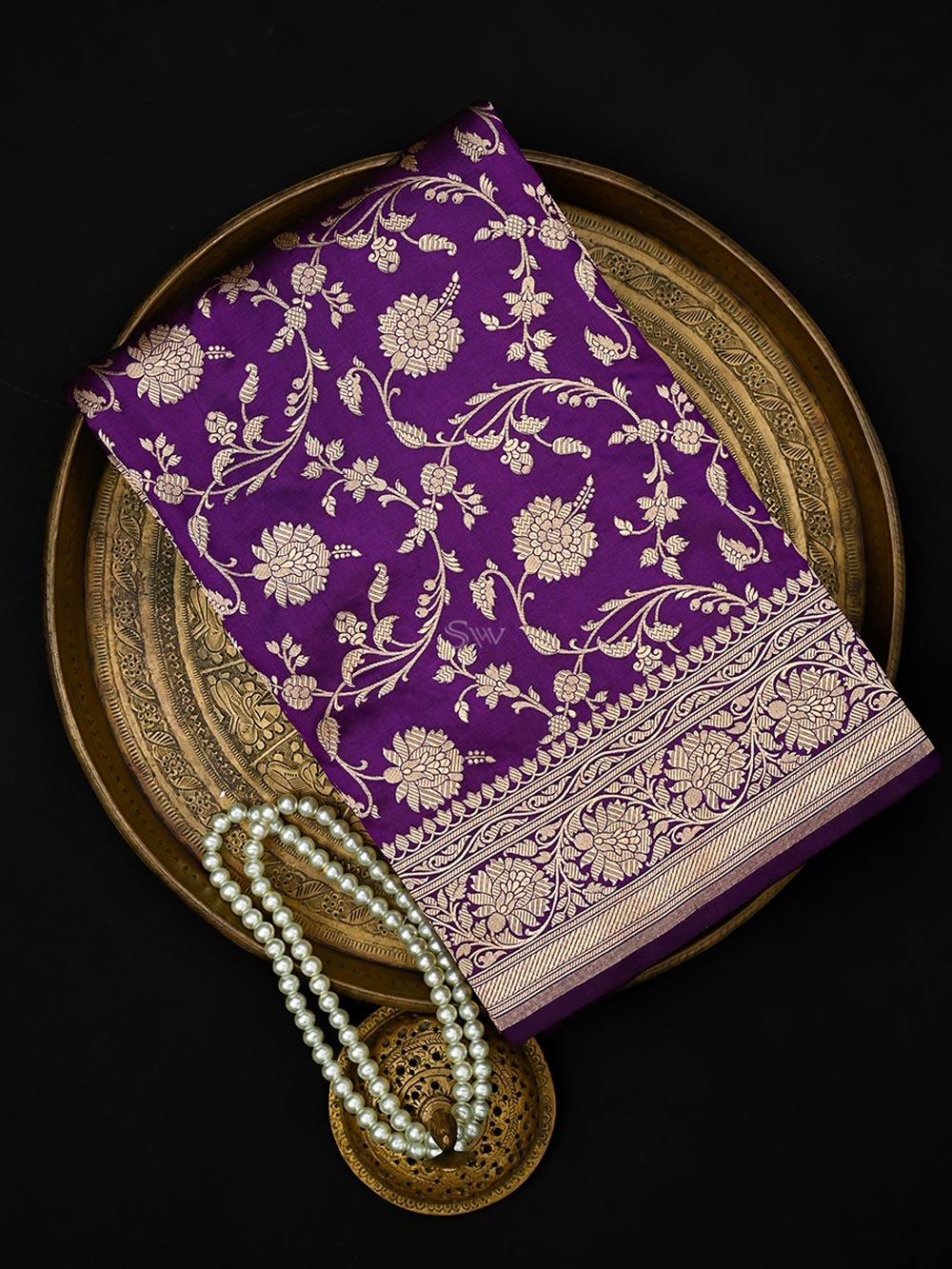 Purple Jaal Uppada Katan Silk Handloom Banarasi Saree