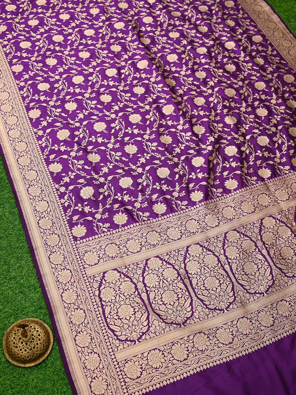 Purple Jaal Uppada Katan Silk Handloom Banarasi Saree