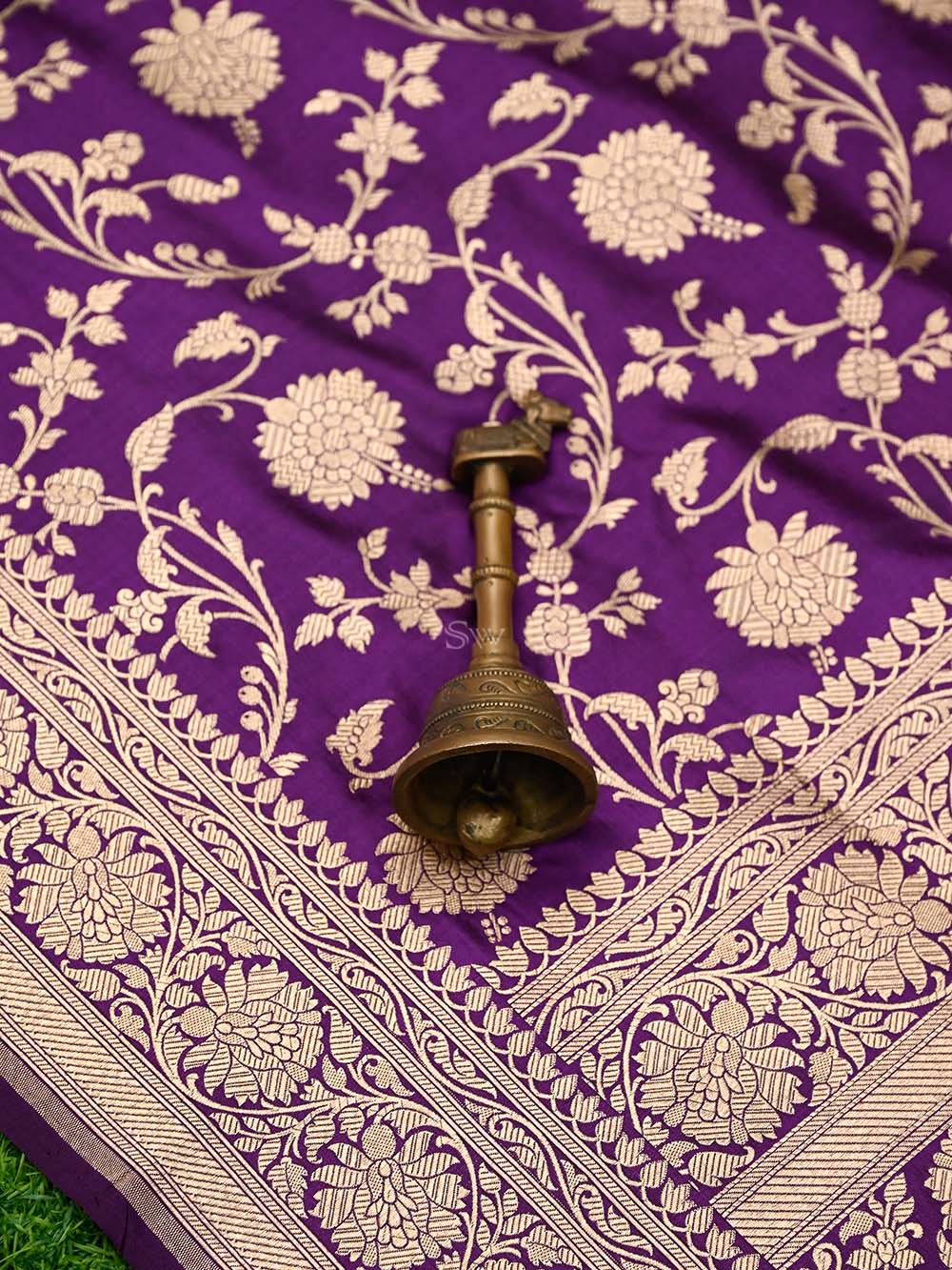 Purple Jaal Uppada Katan Silk Handloom Banarasi Saree