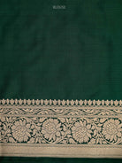 Bottle Green Jaal Uppada Katan Silk Handloom Banarasi Saree - Sacred Weaves