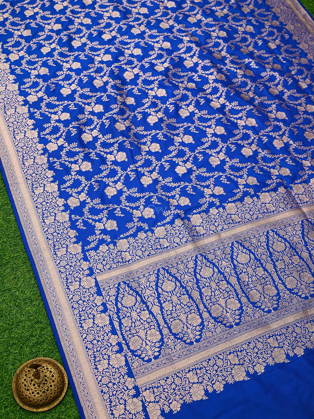 Royal Blue Jaal Uppada Katan Silk Handloom Banarasi Saree