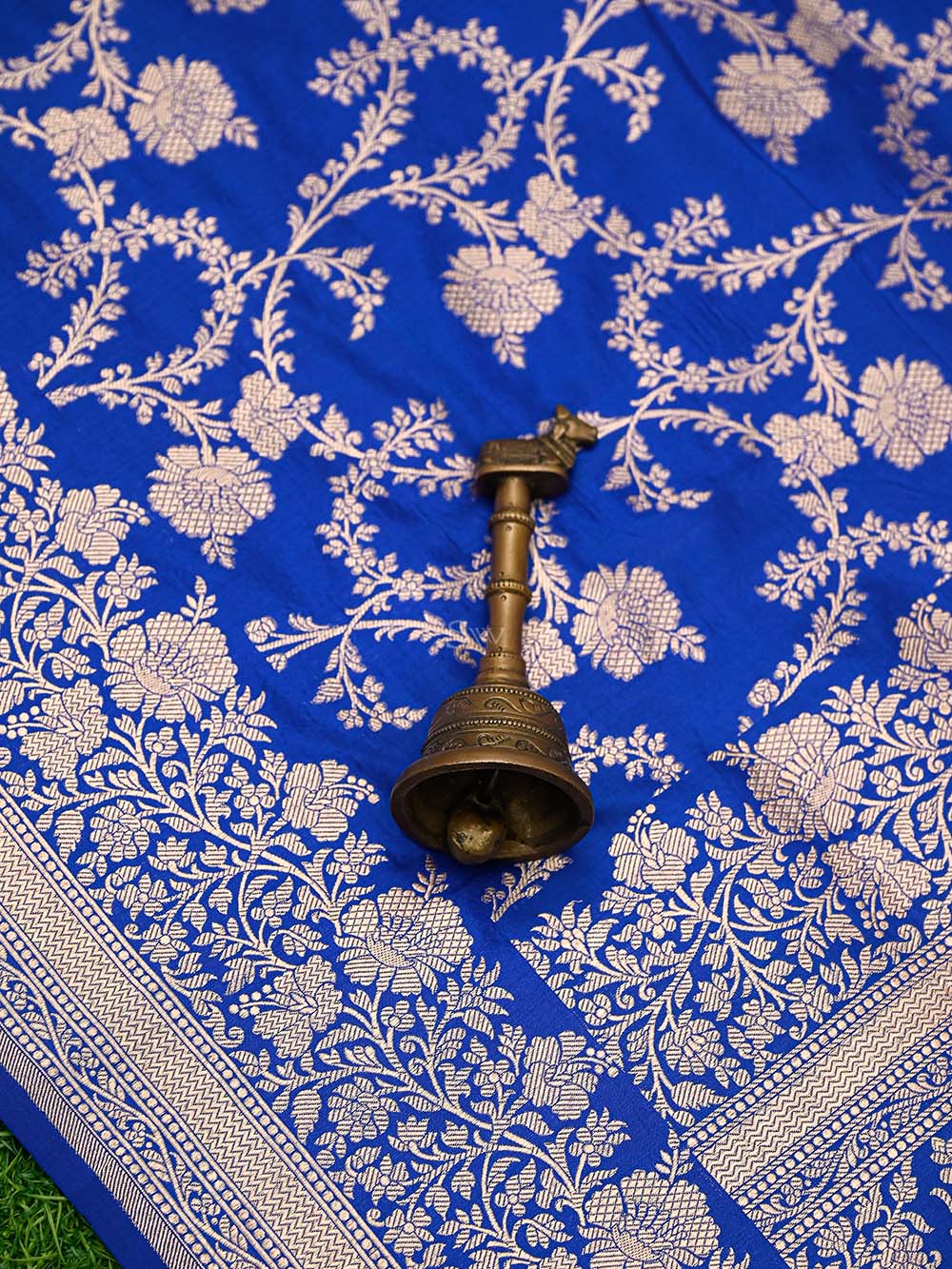 Royal Blue Jaal Uppada Katan Silk Handloom Banarasi Saree