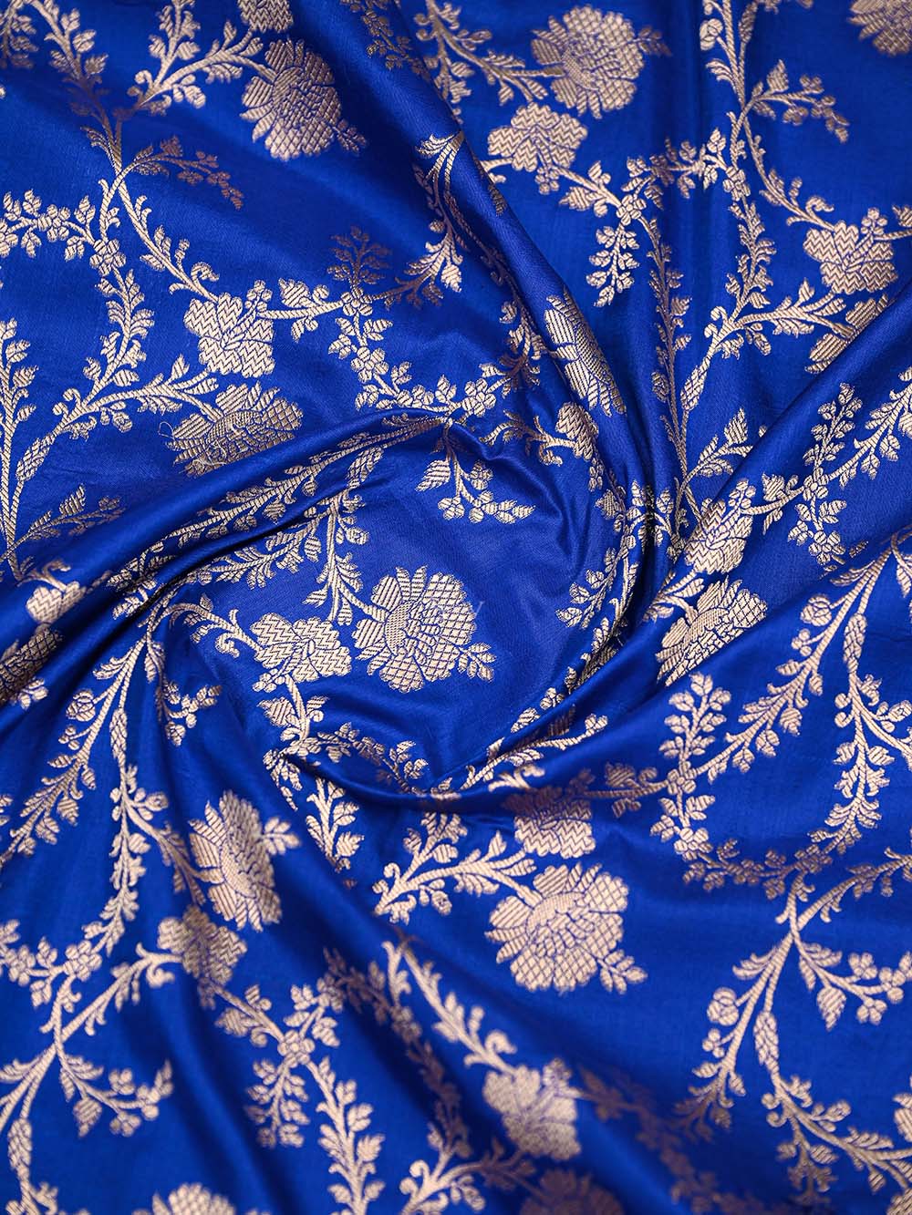Royal Blue Jaal Uppada Katan Silk Handloom Banarasi Saree