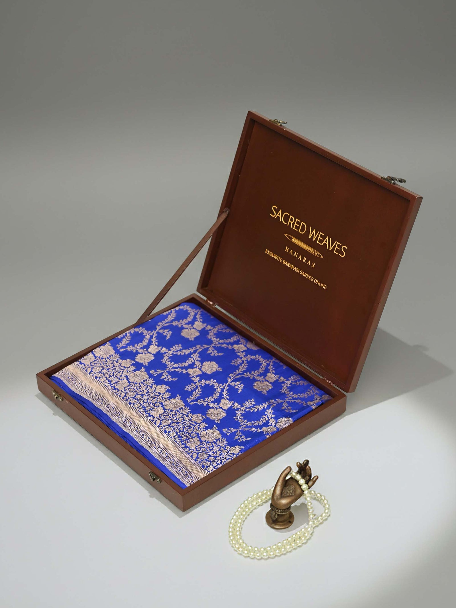 Royal Blue Jaal Uppada Katan Silk Handloom Banarasi Saree