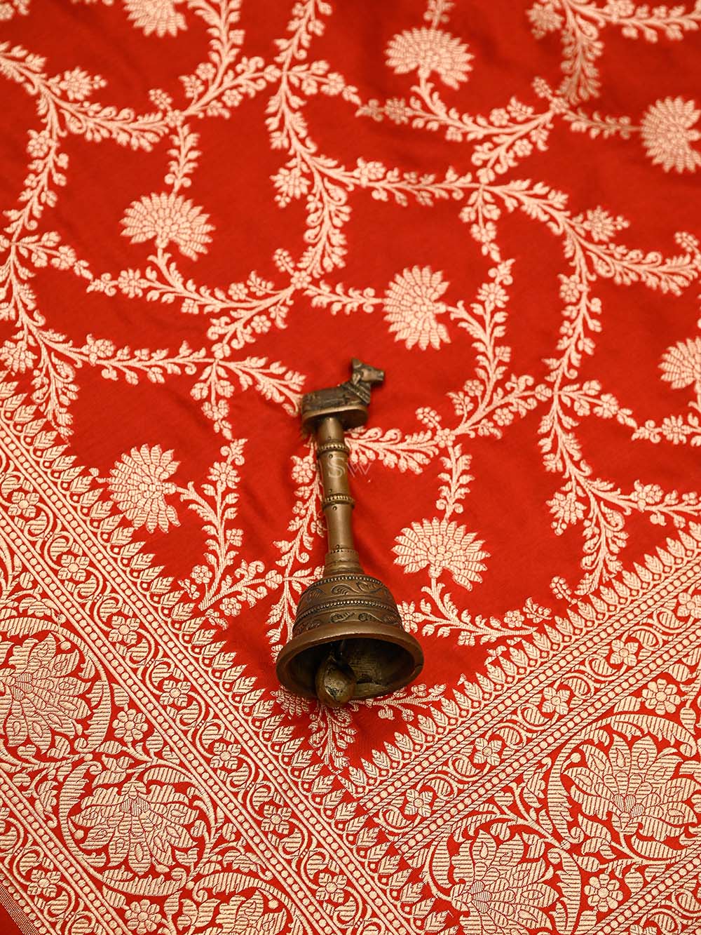 Red Jaal Uppada Katan Silk Handloom Banarasi Saree