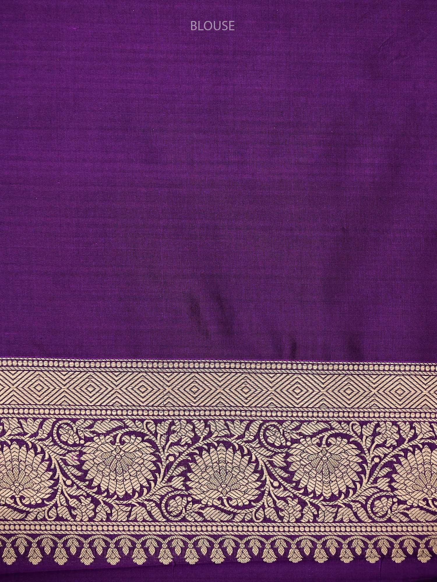 Purple Jaal Uppada Katan Silk Handloom Banarasi Saree - Sacred Weaves