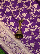 Purple Jaal Uppada Katan Silk Handloom Banarasi Saree - Sacred Weaves