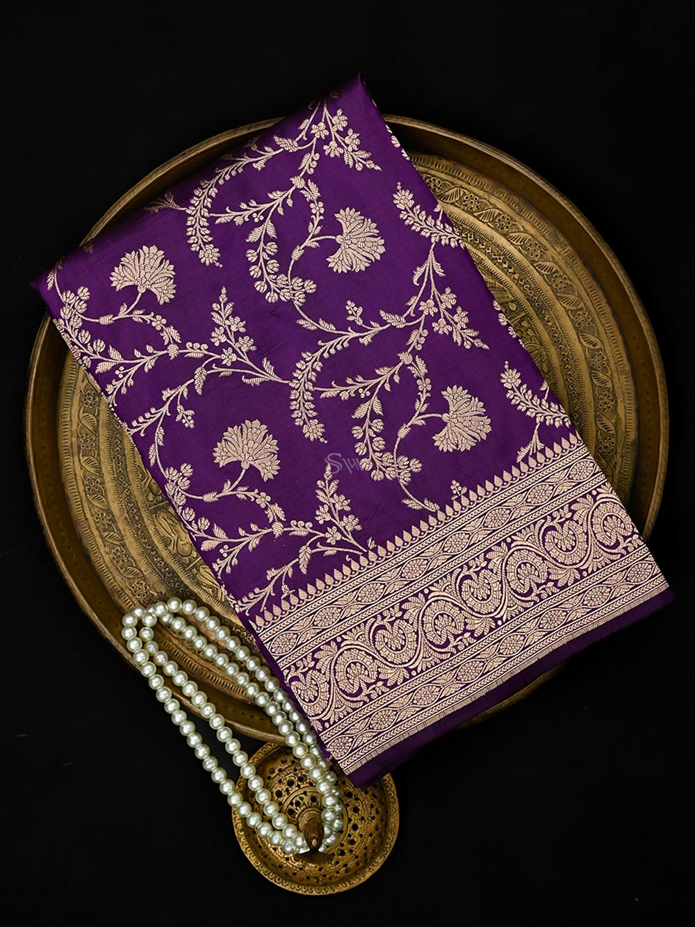 Purple Jaal Uppada Katan Silk Handloom Banarasi Saree