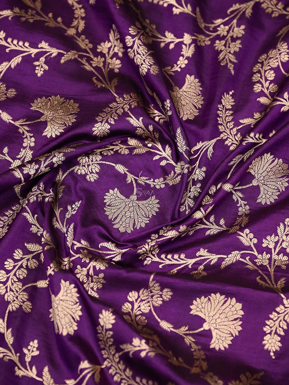 Purple Jaal Uppada Katan Silk Handloom Banarasi Saree