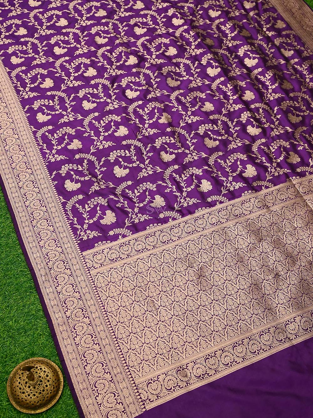 Purple Jaal Uppada Katan Silk Handloom Banarasi Saree