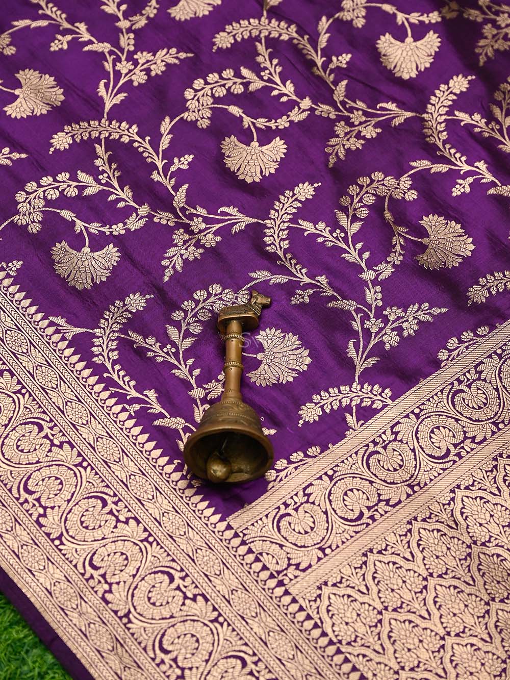Purple Jaal Uppada Katan Silk Handloom Banarasi Saree