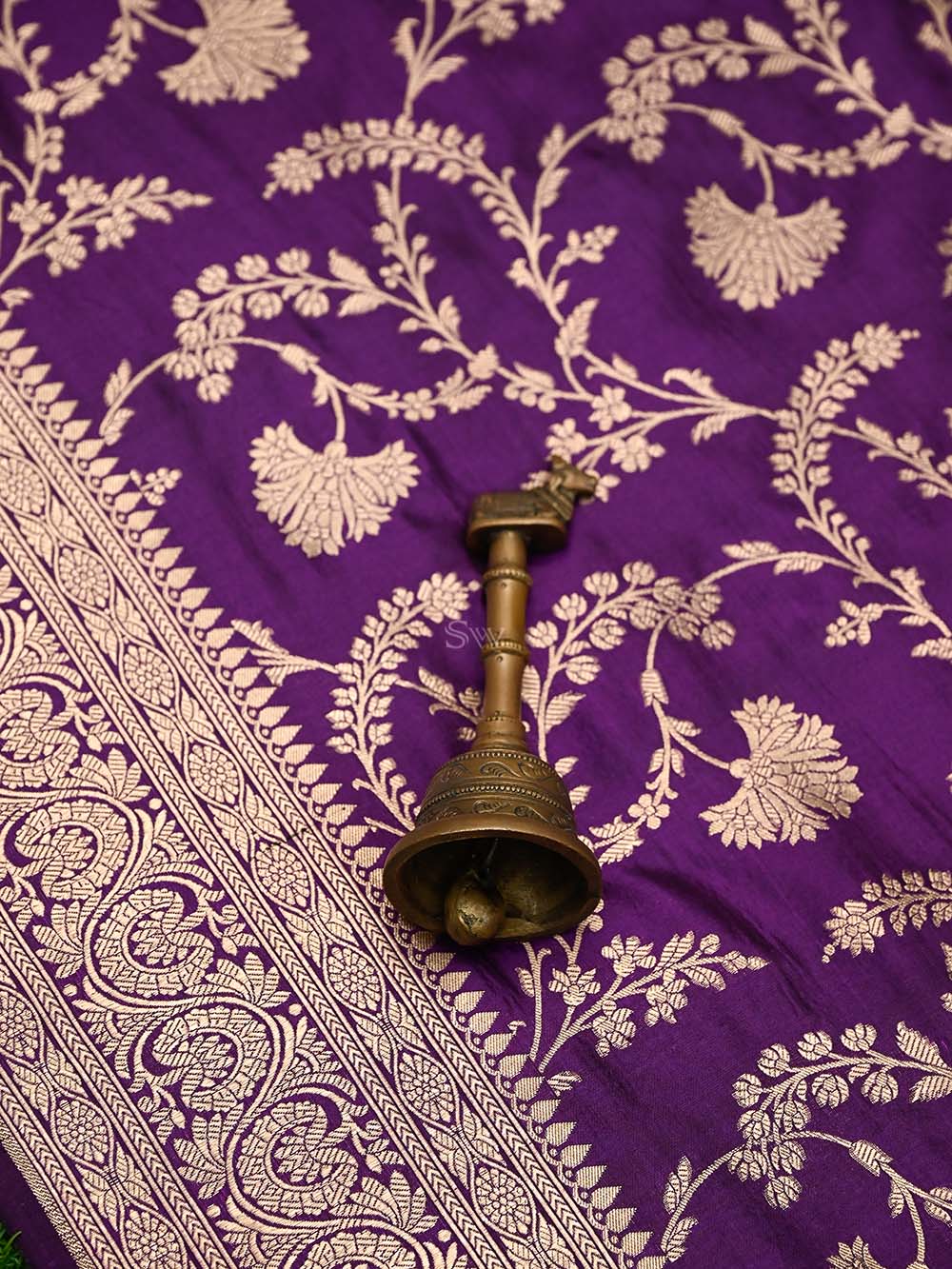 Purple Jaal Uppada Katan Silk Handloom Banarasi Saree
