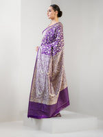 Purple Shikargah Katan Silk Handloom Banarasi Saree - Sacred Weaves