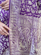 Purple Shikargah Katan Silk Handloom Banarasi Saree - Sacred Weaves