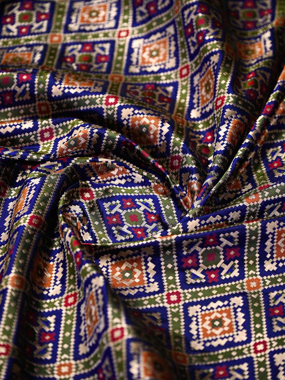 Blue Paithani Meenakari Katan Silk Handloom Banarasi Saree - Sacred Weaves