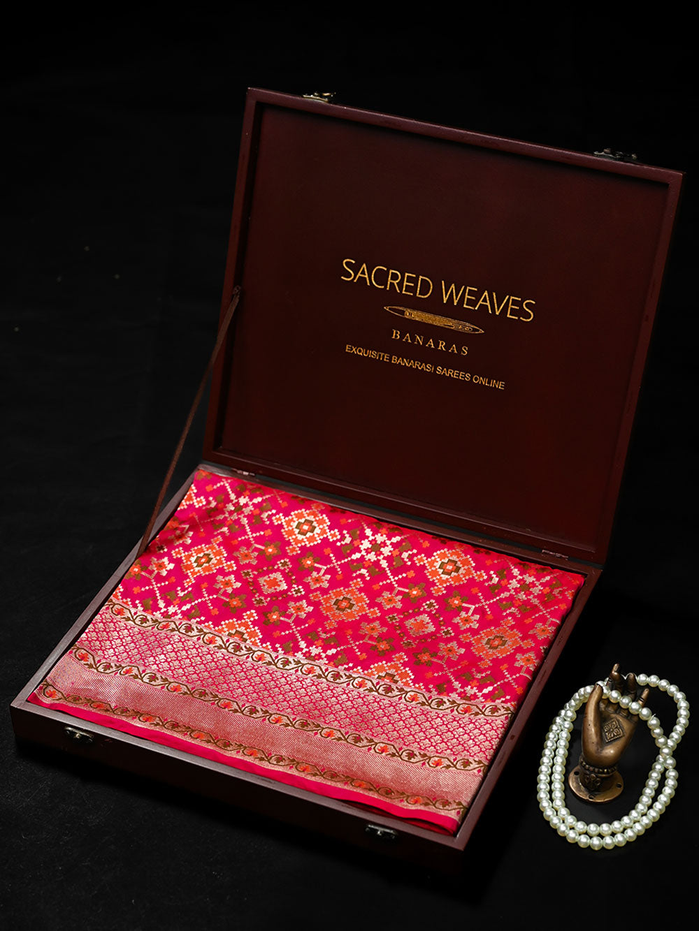 Dark Pink Paithani Meenakari Katan Silk Handloom Banarasi Saree - Sacred Weaves