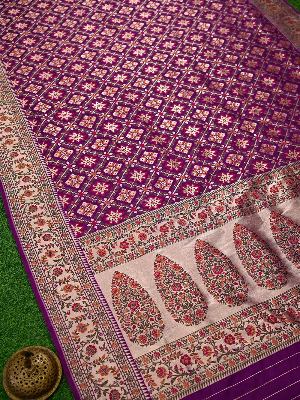 Purple Paithani Meenakari Katan Silk Handloom Banarasi Saree -  Sacred Weaves