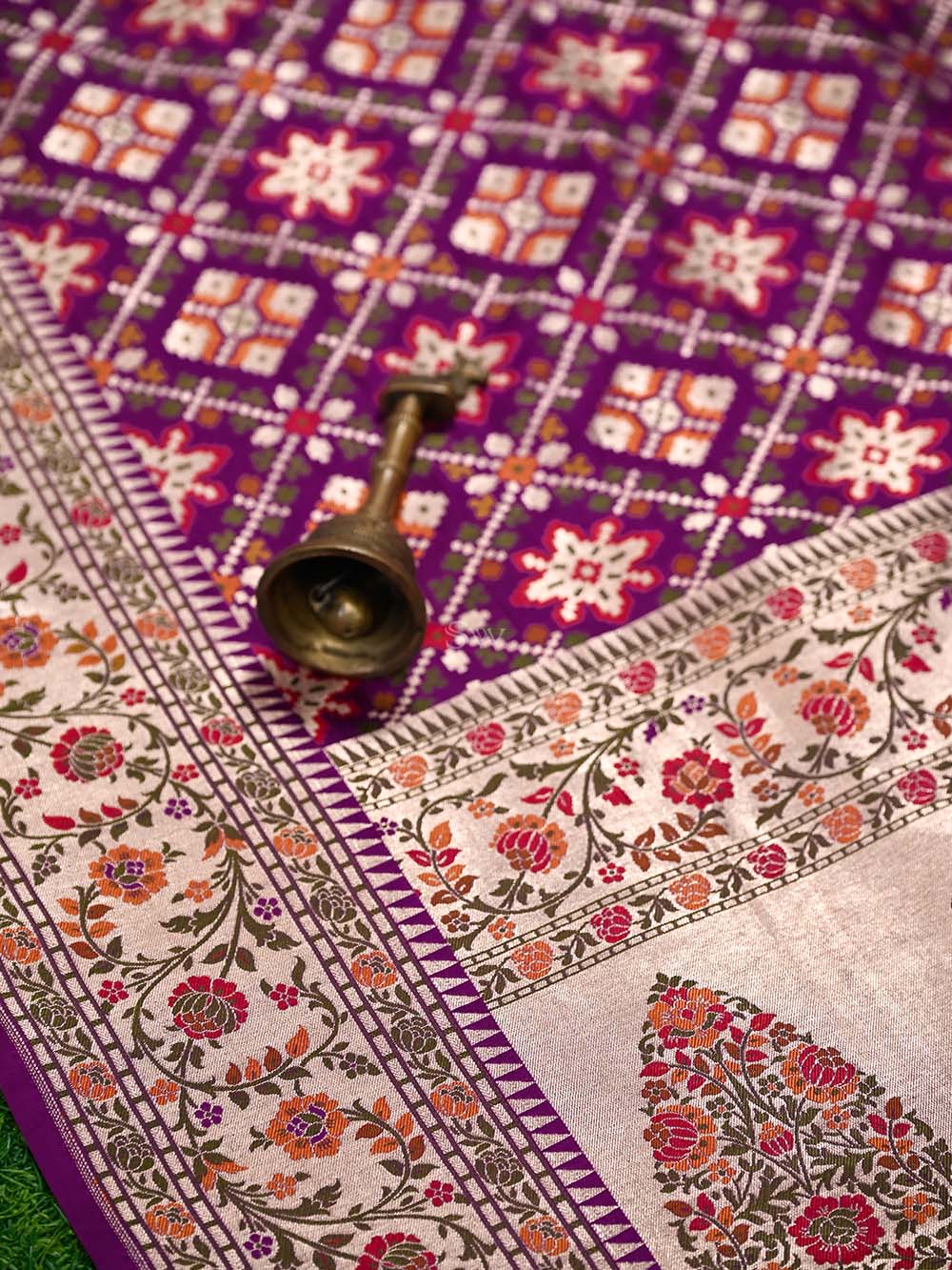 Purple Paithani Meenakari Katan Silk Handloom Banarasi Saree -  Sacred Weaves