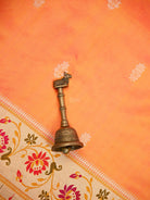 Orange Pink Booti Paithani Katan Silk Handloom Banarasi Saree - Sacred Weaves