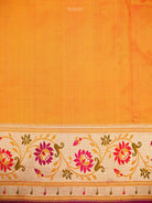 Orange Pink Booti Paithani Katan Silk Handloom Banarasi Saree - Sacred Weaves