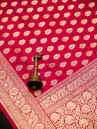 Dark Pink Booti Katan Silk Uppada Handloom Banarasi Saree - Sacred Weaves