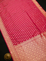 Dark Pink Booti Katan Silk Uppada Handloom Banarasi Saree - Sacred Weaves