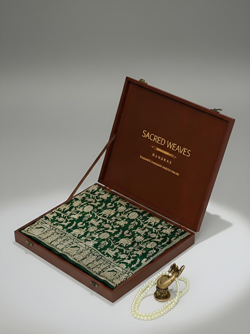 Bottle Green Shikargah Katan Silk Handloom Banarasi Saree