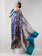 Peacock Blue Meenakari Katan Silk Handloom Banarasi Saree - Sacred Weaves