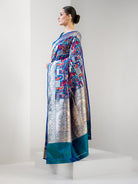 Peacock Blue Meenakari Katan Silk Handloom Banarasi Saree - Sacred Weaves