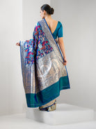 Peacock Blue Meenakari Katan Silk Handloom Banarasi Saree - Sacred Weaves