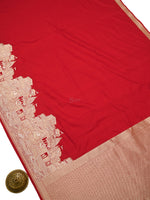 Red Katan Silk Handloom Banarasi Saree - Sacred Weaves