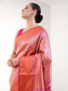 Magenta Silk Brocade Handloom Banarasi Saree - Sacred Weaves