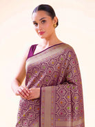 Purple Meenakari Brocade Handloom Banarasi Saree - Sacred Weaves